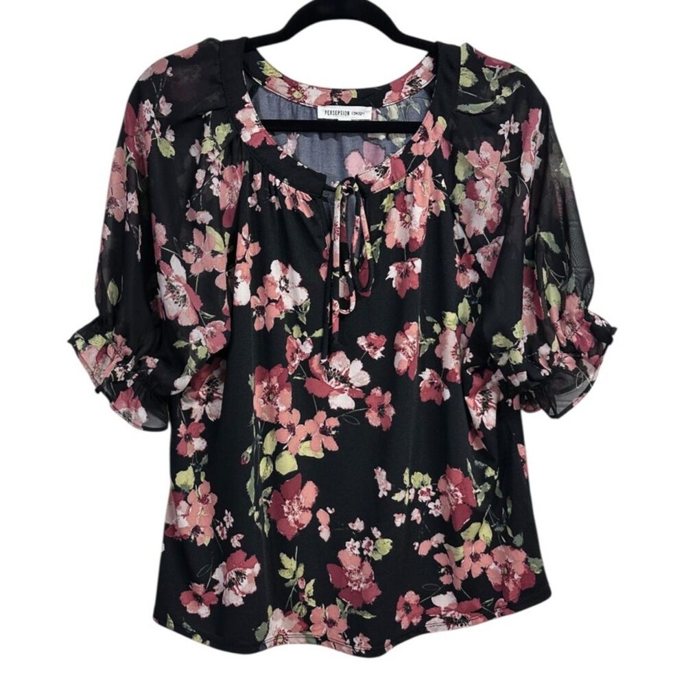 XL PerSeption Concept Floral Blouse